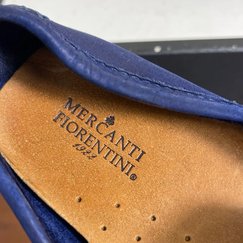 Mercanti Fiorentini 3176 Blue Suede Driving Loafers Slip On Women's‎ Size 6.5 B